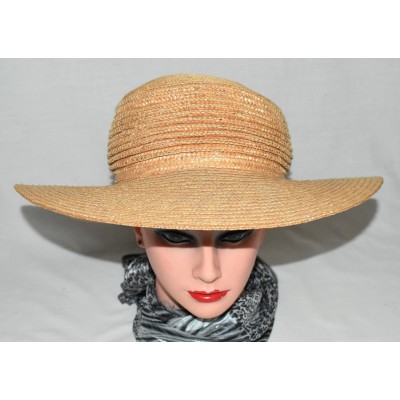 Natural Woven Straw with Ribbed Dome Wide Brim Sun Hat One Size  eb-96539257